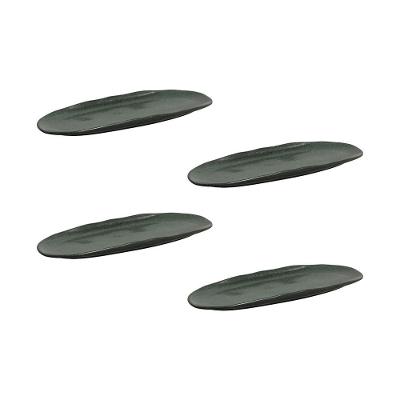 Conjunto de Travessas Ovais Pequenas Porto Brasil Orgânico Greenery 23x11cm - 4 Peças