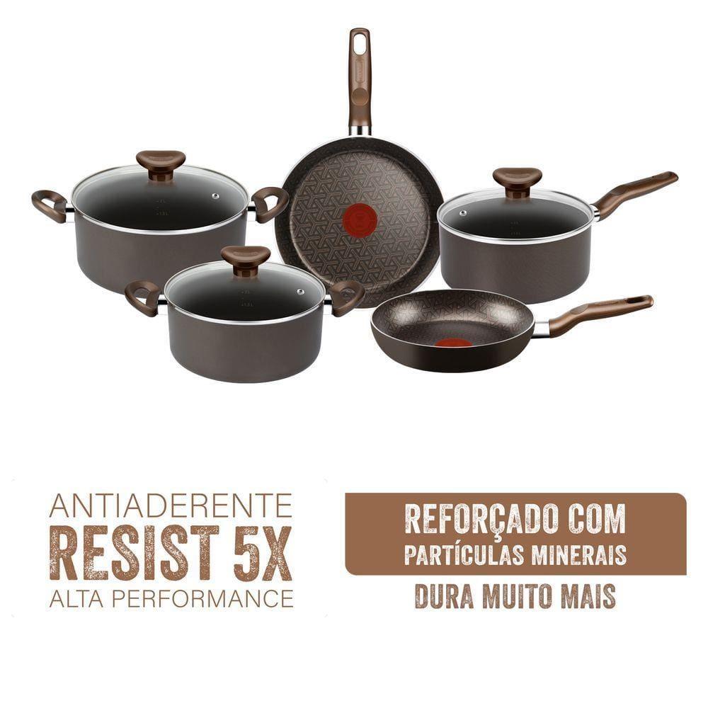 Jogo de Panelas Rochedo Expert 5 Peças Antiaderente Tampas de Vidro Chocolate - 9