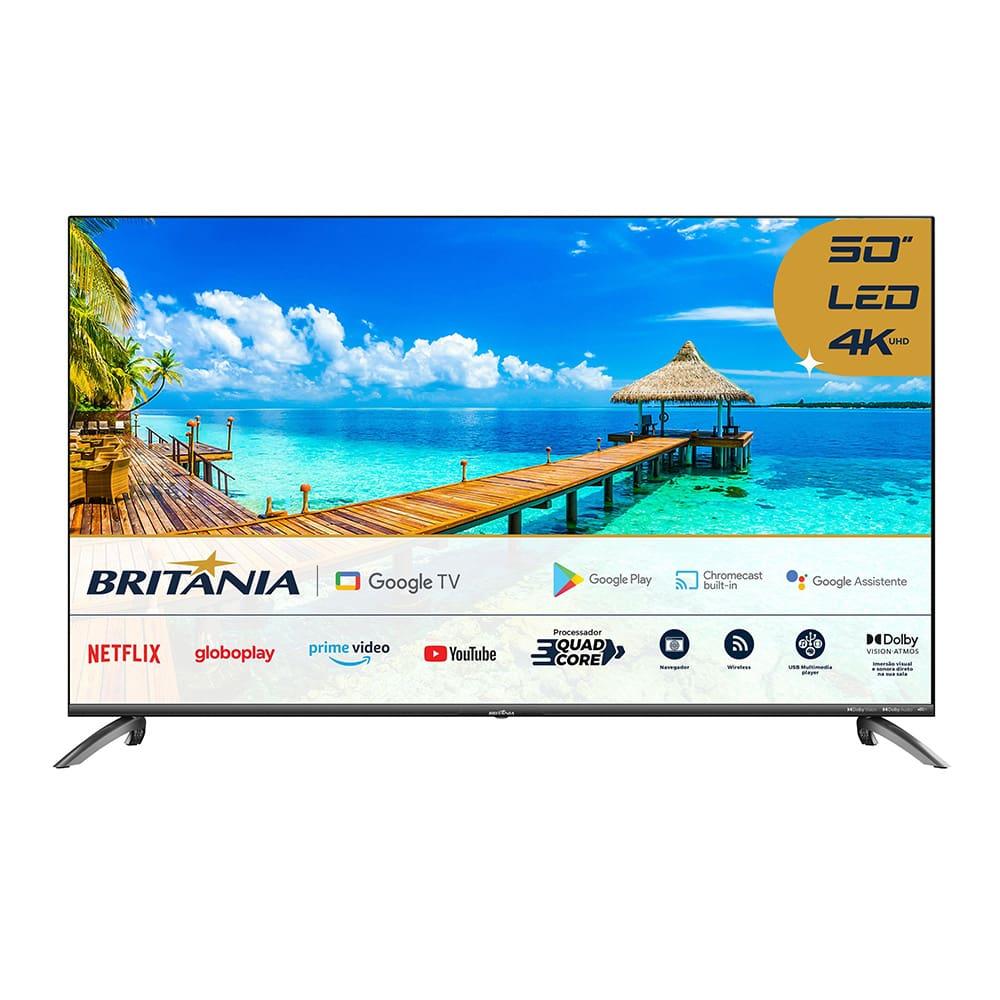 Smart TV DLED 50" Ultra HD Britânia 4K BTV50G7EACGB Android TV, HDMI, USB, Wi-Fi, Dolby Audio, Processador Quad-Core e Controle com Comando de voz - 1