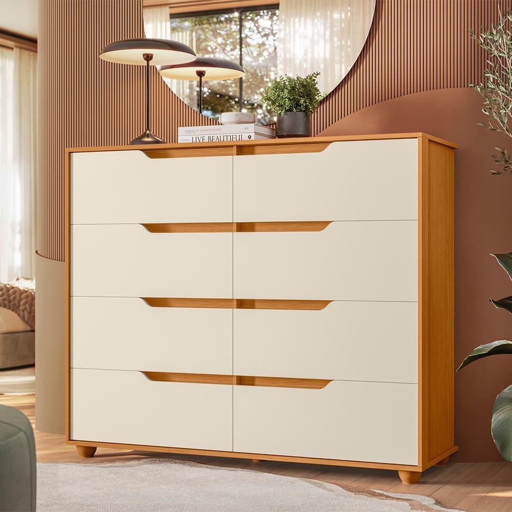 Cômoda Palumoveis Doble com 8 Gavetas – 136cm de Largura - 1