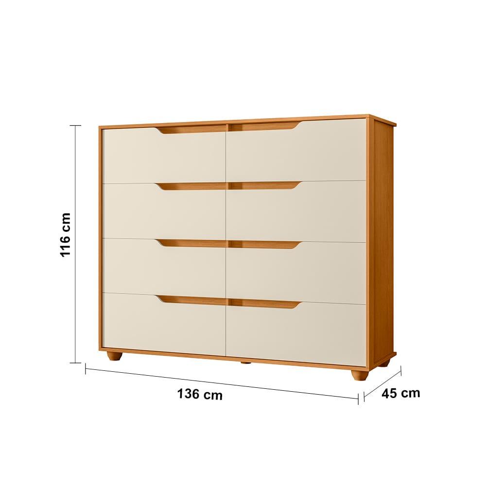 Cômoda Palumoveis Doble com 8 Gavetas – 136cm de Largura - 7