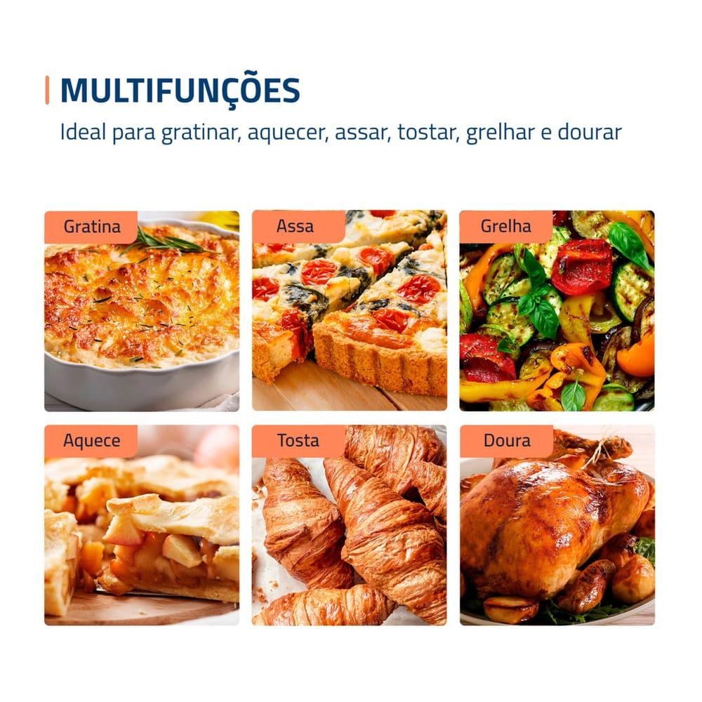 Forno Elétrico Mondial Grand Family II FR-52 com Multifunções, Controle de Temperatura e Timer de 90 Minutos Preto/Inox 1800W - 52 Litros - 3