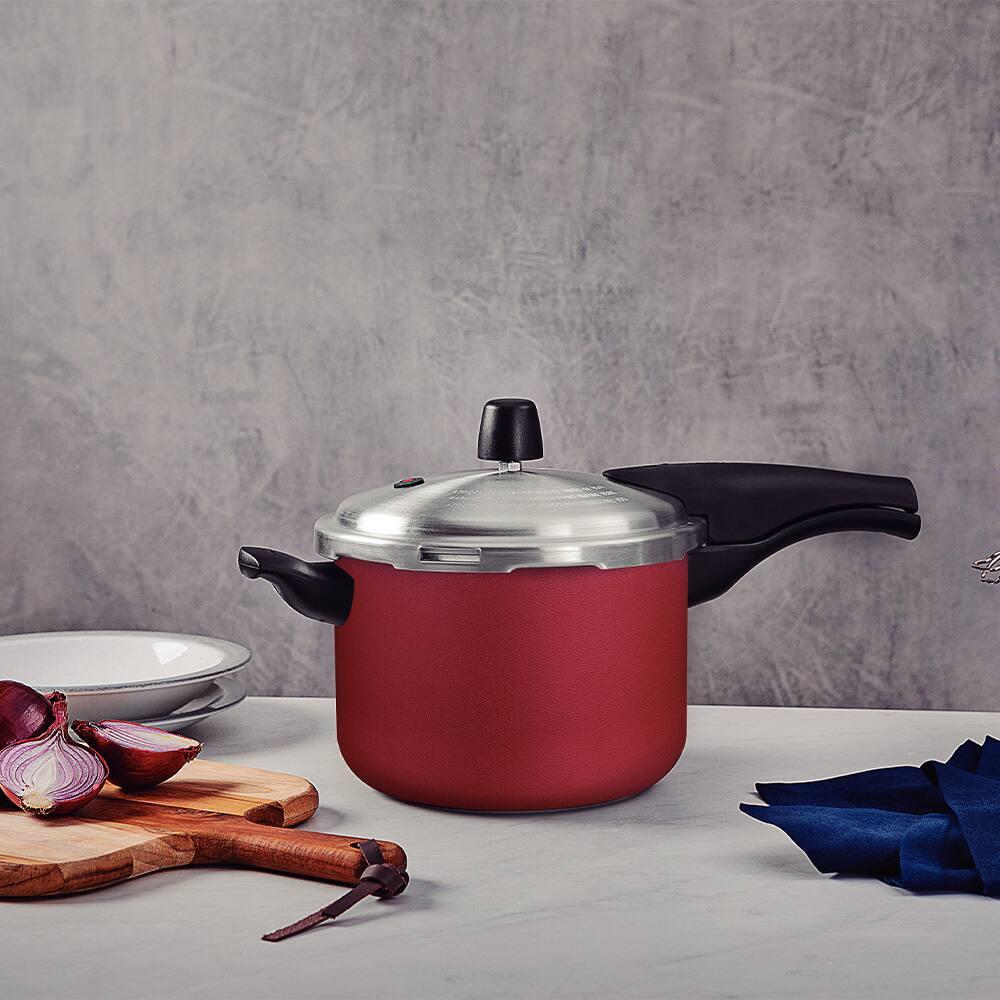 Panela de Pressão Tramontina 4,5 Litros Vancouver Effect Revestimento Antiaderente Starflon Vermelha - 3
