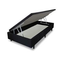 Cama Box Solteiro MGA Lift com Baú e Pistão a Gás + Colchão Umaflex Thor Espuma D33 19x88x188cm – Preta e Cinza - 2