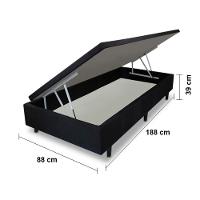 Cama Box Solteiro MGA Lift com Baú e Pistão a Gás + Colchão Umaflex Thor Espuma D33 19x88x188cm – Preta e Cinza - 7