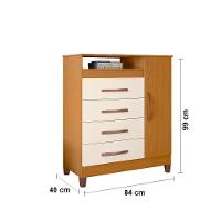 Cômoda Palumoveis Turquesa com 1 Porta e 4 Gavetas – 84cm de Largura - 4