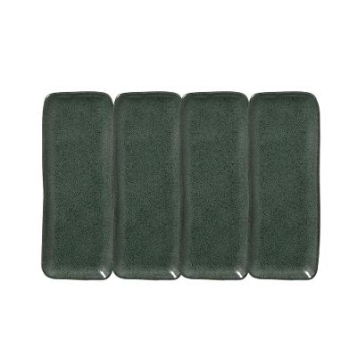 Conjunto de Travessas Retangulares Médias Porto Brasil Orgânico Greenery 33x13cm - 4 Peças