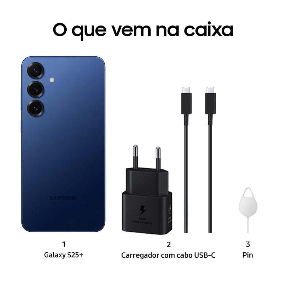Smartphone Samsung Galaxy S25+ 5G, Azul Marinho 256GB, Tela 6.7", 12GB RAM, AI Inteligência Artificial, IP68, Snapdragon 8 Elite e Câmera Tripla - 7