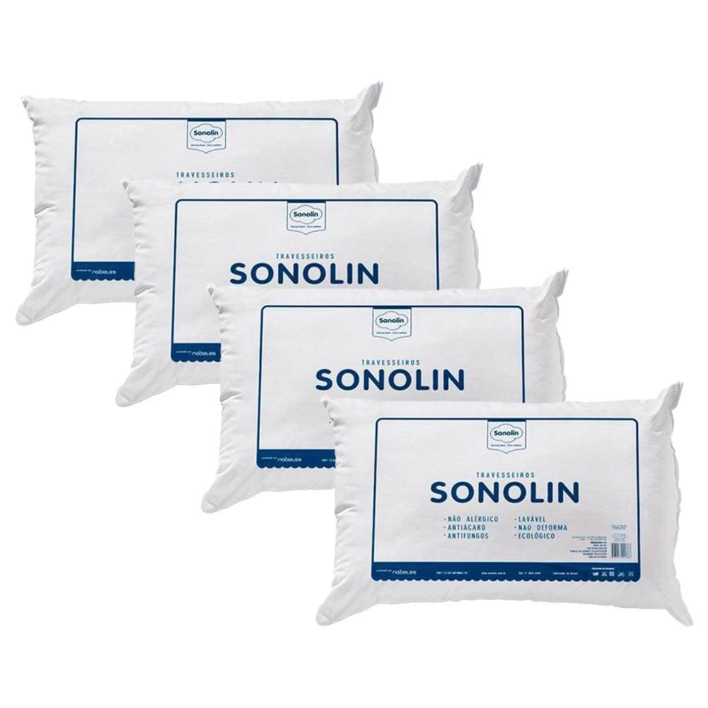 Travesseiro Sonolin Prime em Fibra Siliconada 180 Fios 50x70cm Branco – 4 Unidades - 1