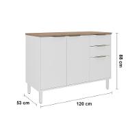 Balcão Triplo Itatiaia Renova com 3 Portas, 2 Gavetas, 1 Prateleira e 120cm largura - Branco Neve - 3