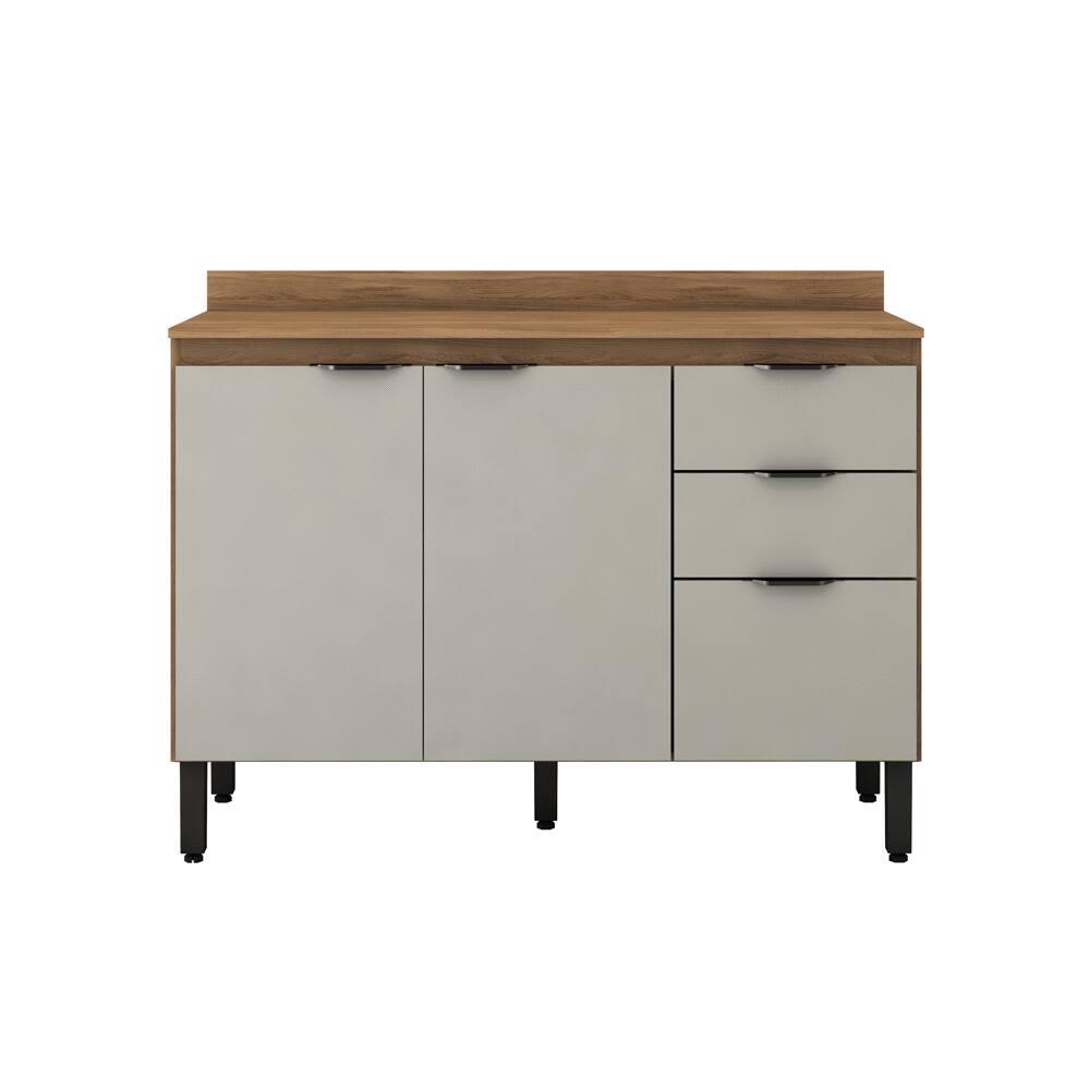 Balcão Demóbile Firenze com 3 Portas, 2 Gavetas e 1 Prateleira – Amêndoa/Nude Prime TX - 2