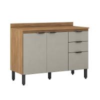 Balcão Demóbile Firenze com 3 Portas, 2 Gavetas e 1 Prateleira – Amêndoa/Nude Prime TX - 1