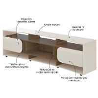 Rack Artely Elegance com 2 Portas, 7 Nichos, 220cm de Largura, ideal para TVs de até 86’’ - 7