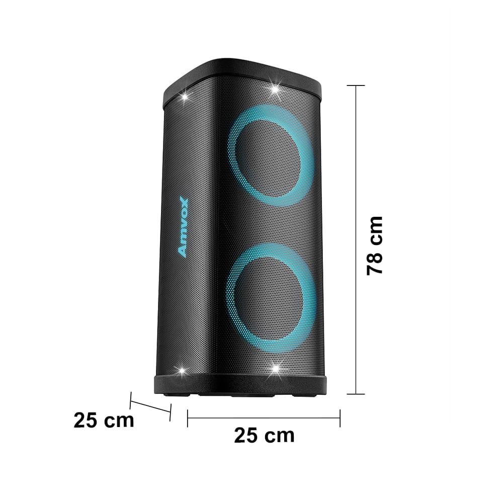 Caixa de Som Amplificada Amvox ACA1200 com Bluetooth, TWS, Power X, Luzes de LED, Chip AX1 e Rádio FM Bivolt - 1200W RMS - 4