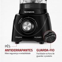 Liquidificador Mondial L-98-B Pratic Turbo com 2 Velocidades e Função Pulsar 550W - Preto - 6