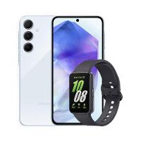 Smartphone Samsung Galaxy A55 5G 128GB Azul Claro, 8GB RAM, Câmera Tripla Traseira de até 50MP e Tela Super AMOLED 6.6" + Galaxy Fit3 Grafite - 1