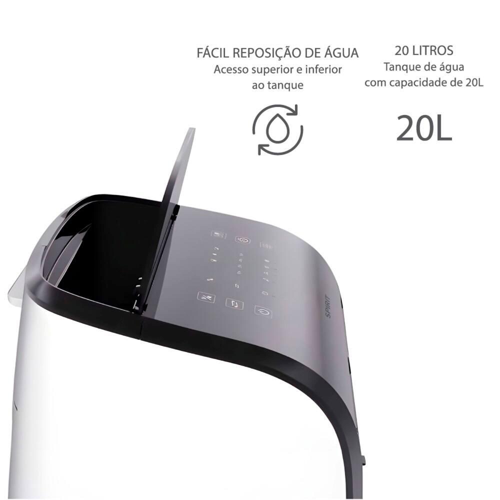 Climatizador de Ar Spirit Master 90cm, 110W com Controle Remoto, Display LED, Timer de até 8 horas, 20 Litros – Branco - 5
