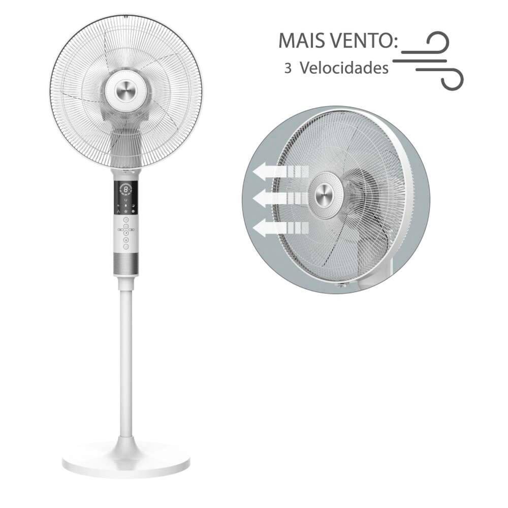 Ventilador de Coluna 40cm Spirit 360º com 3 Velocidades, Controle Remoto, Display LED e Timer de até 8 Horas – Branco - 4