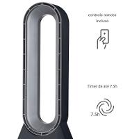 Circulador de Ar Spirit Bladeless com 3 Velocidades, Timer, Função Bom Sono e Vento Natural - Preto/Prata