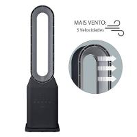 Circulador de Ar Spirit Bladeless com 3 Velocidades, Timer, Função Bom Sono e Vento Natural - Preto/Prata - 7