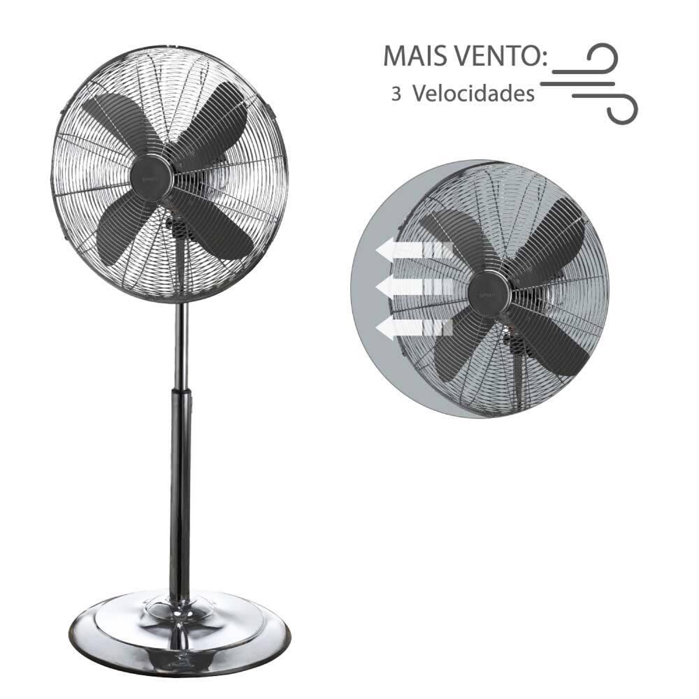 Ventilador de Coluna 40cm Spirit Retro com 3 Velocidades e Função Oscilação – Chumbo Metálico - 3