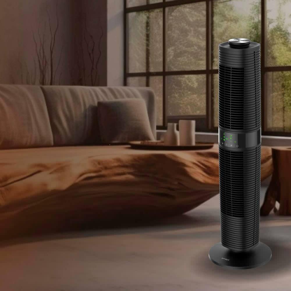 Ventilador de Torre 100cm Spirit 360º com Display LED Touch Screen, Controle Remoto, Funções Especiais e Controle Inteligente de Velocidade - Preto - 8