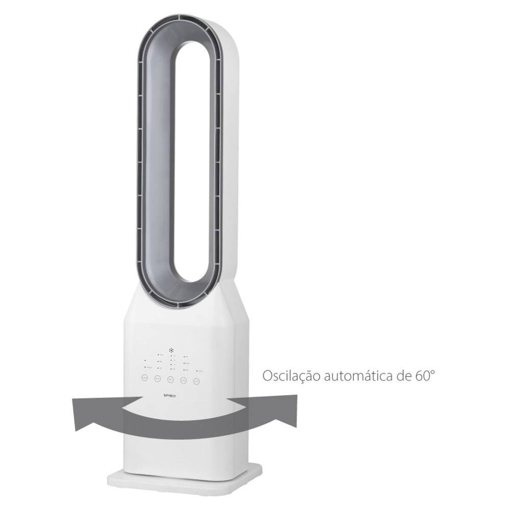 Circulador de Ar Spirit Bladeless com 3 Velocidades, Timer, Função Bom Sono e Vento Natural - Branco/Prata - 6