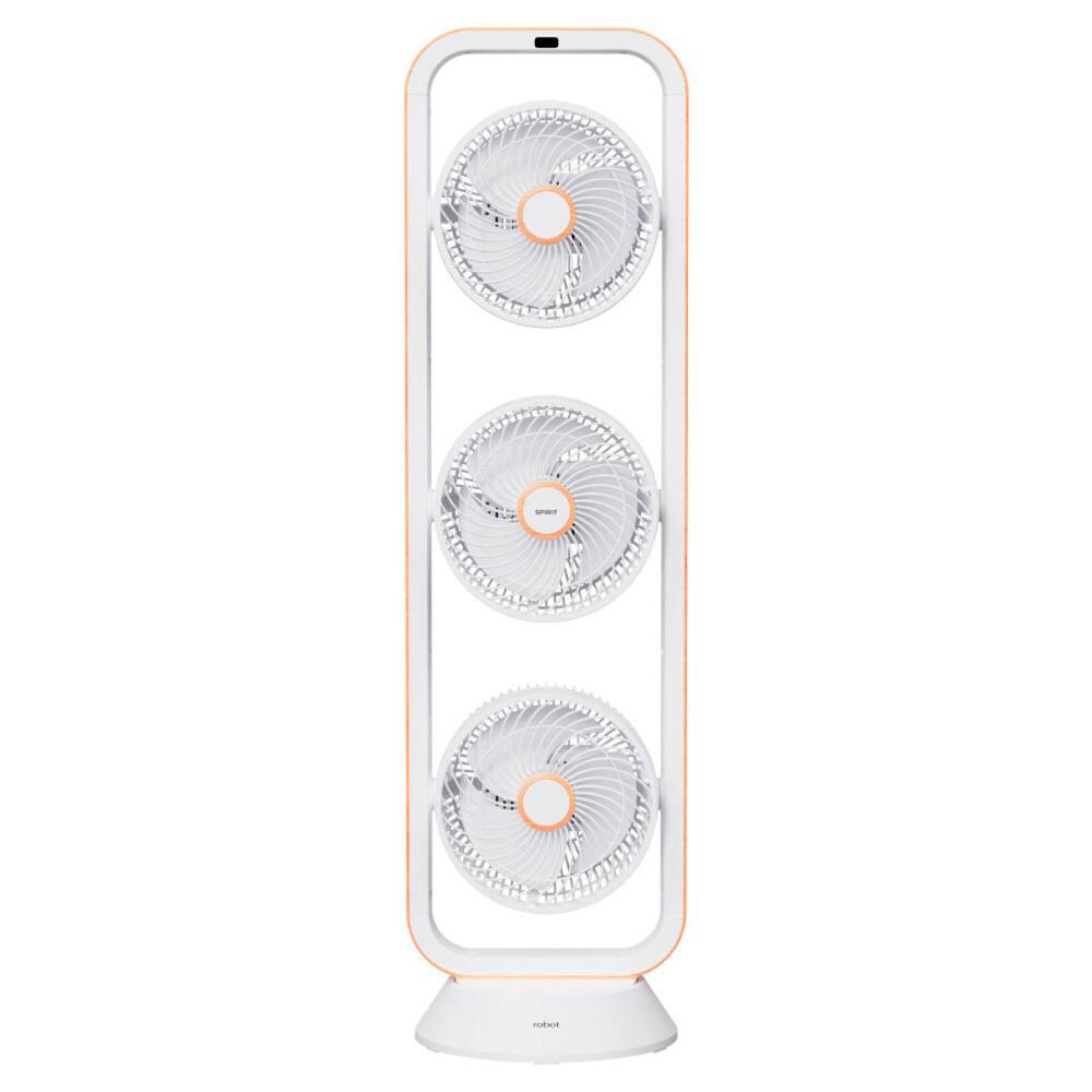 Ventilador de Torre Spirit Robot Triplo 130W com 3 Velocidades, Controle Remoto e Painel Digital com Display LED - Branco/Caramelo - 2
