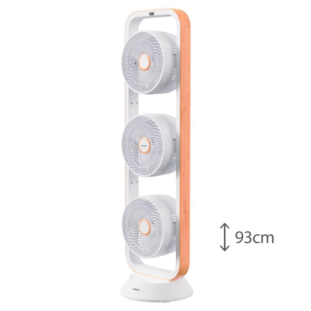 Ventilador de Torre Spirit Robot Triplo 130W com 3 Velocidades, Controle Remoto e Painel Digital com Display LED - Branco/Caramelo - 6