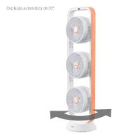 Ventilador de Torre Spirit Robot Triplo 130W com 3 Velocidades, Controle Remoto e Painel Digital com Display LED - Branco/Caramelo