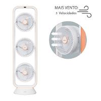 Ventilador de Torre Spirit Robot Triplo 130W com 3 Velocidades, Controle Remoto e Painel Digital com Display LED - Branco/Caramelo - 5