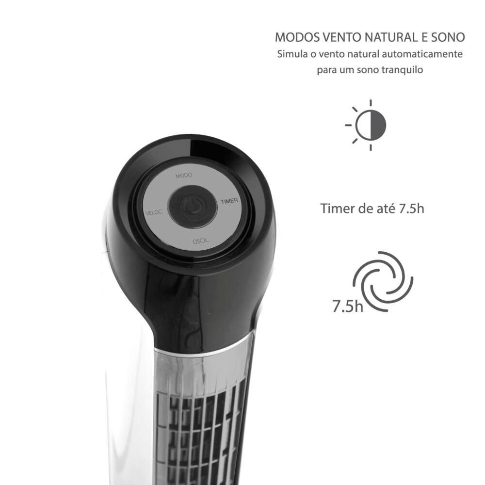 Ventilador de Torre 90cm Spirit SKY com 3 Velocidades, Controle Remoto e Timer de até 7h30 – Branco - 4