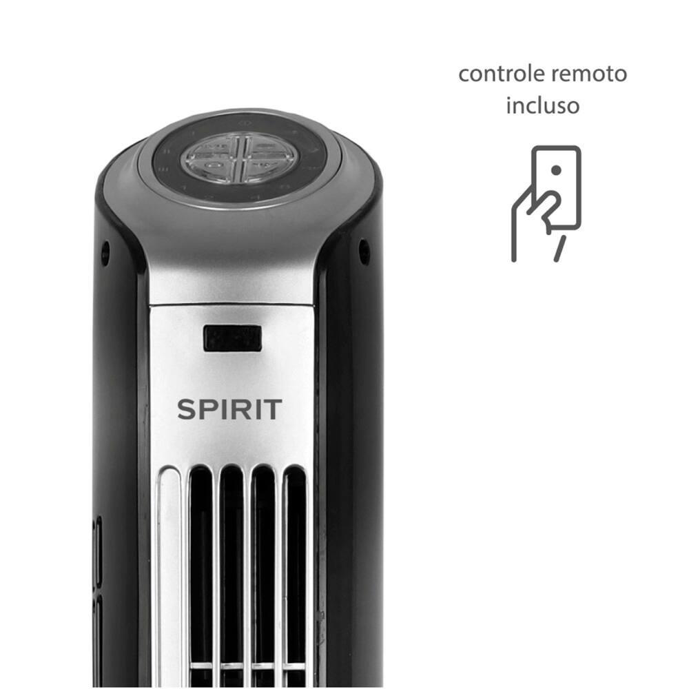 Ventilador de Torre 90cm Spirit Slim 40W de Potência com 3 Velocidades, Função Bom Sono e Vento Natural – Preto/Prata - 4