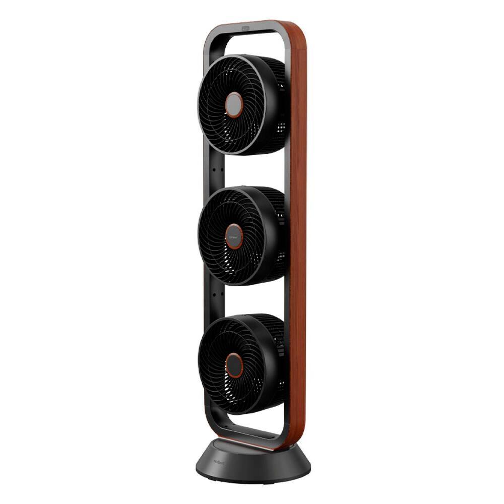 Ventilador de Torre Spirit Robot Triplo 130W com 3 Velocidades, Controle Remoto e Painel Digital com Display LED - Preto/Tabaco - 1