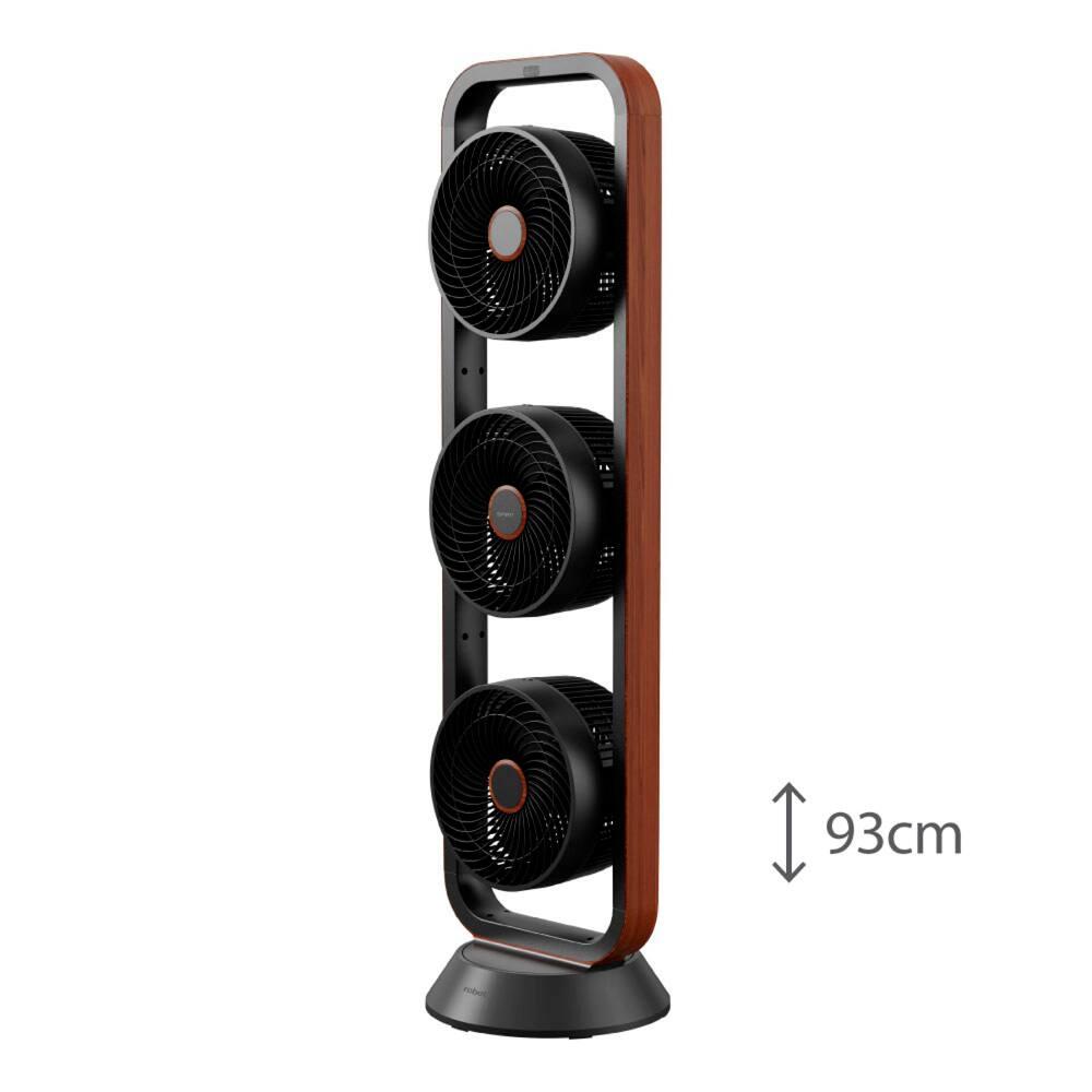 Ventilador de Torre Spirit Robot Triplo 130W com 3 Velocidades, Controle Remoto e Painel Digital com Display LED - Preto/Tabaco - 6