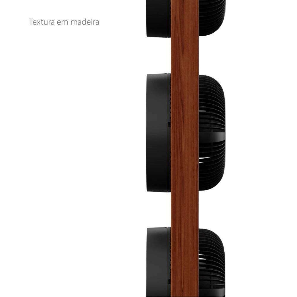 Ventilador de Torre Spirit Robot Triplo 130W com 3 Velocidades, Controle Remoto e Painel Digital com Display LED - Preto/Tabaco - 8