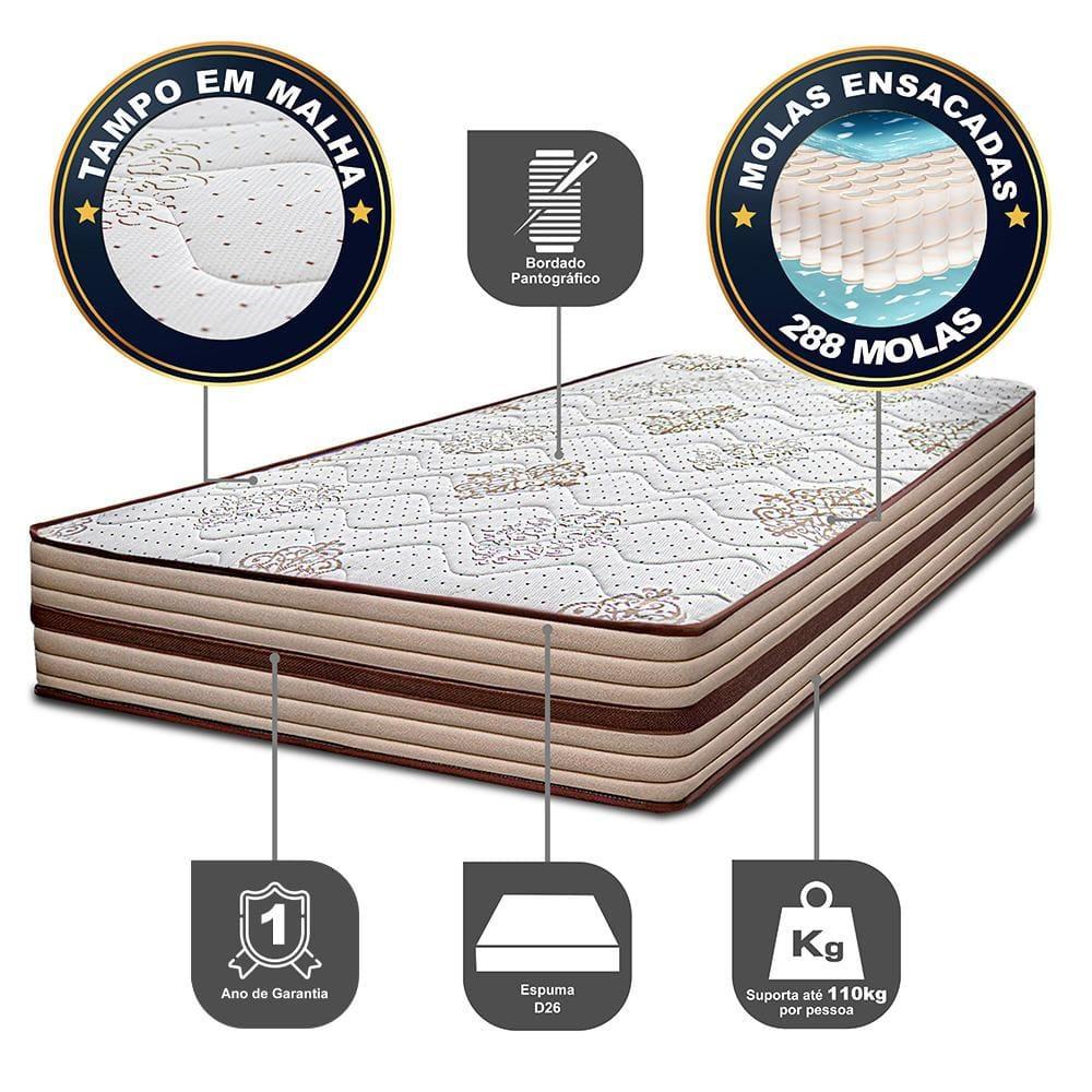Colchão de Solteiro Cama InBox Livity com Molas Ensacadas e Espuma D26 24x88x188cm – Bege - 6