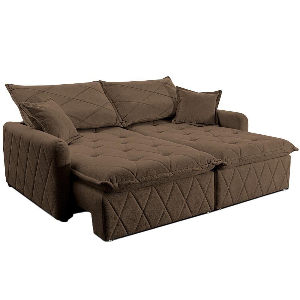 Sofá 3 lugares Cama inBox Sublime com Assento Retrátil e Encosto Reclinável em Boucle - 200cm de Largura - 2