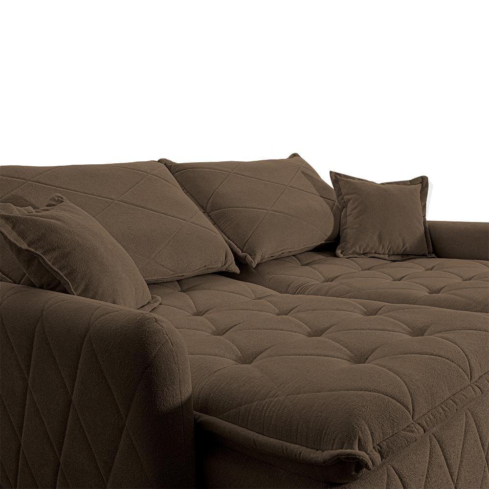 Sofá 3 lugares Cama inBox Sublime com Assento Retrátil e Encosto Reclinável em Boucle - 200cm de Largura - 4