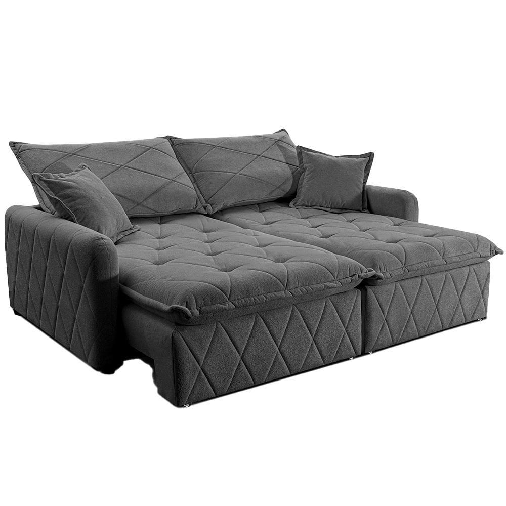 Sofá 3 lugares Cama inBox Sublime com Assento Retrátil e Encosto Reclinável em Boucle - 200cm de Largura - 2