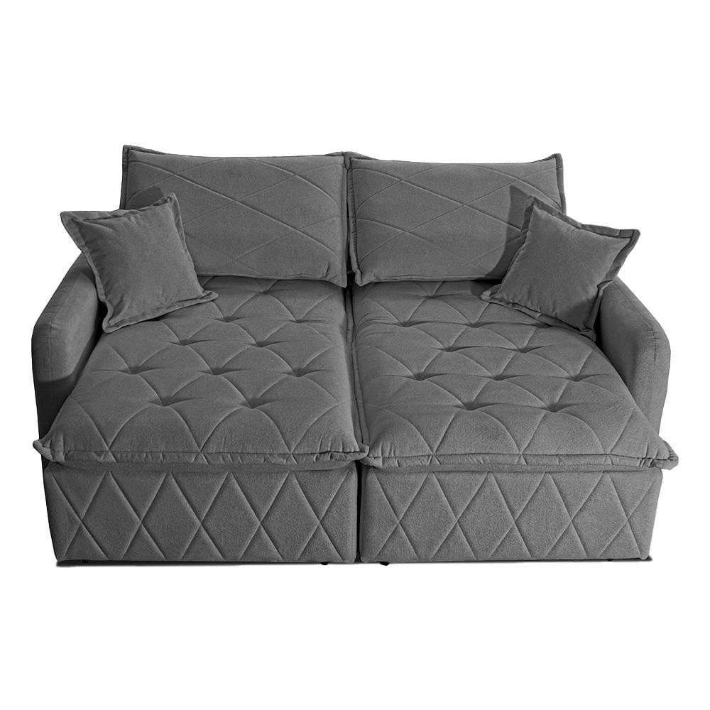 Sofá 3 lugares Cama inBox Sublime com Assento Retrátil e Encosto Reclinável em Boucle - 200cm de Largura - 3