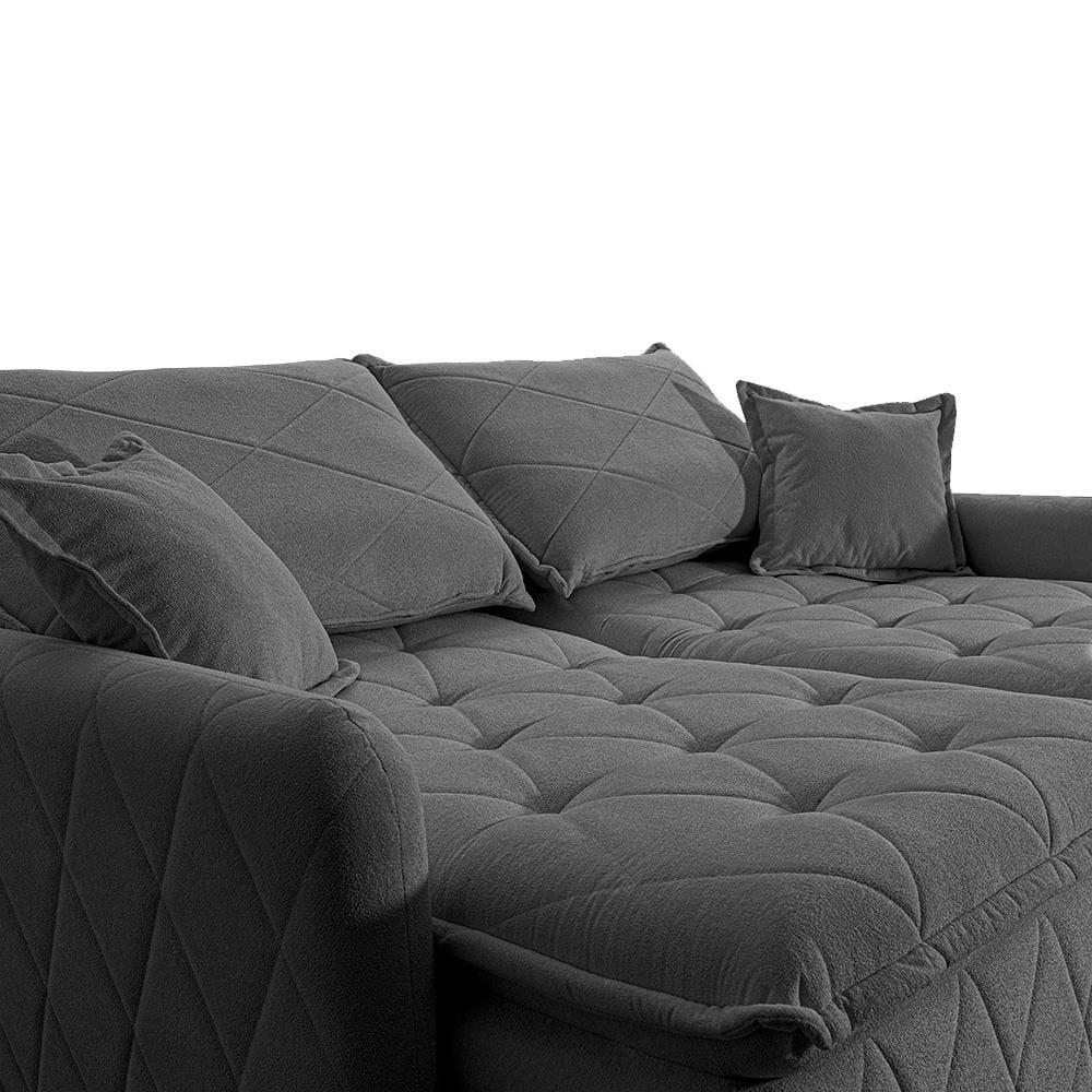 Sofá 3 lugares Cama inBox Sublime com Assento Retrátil e Encosto Reclinável em Boucle - 200cm de Largura - 4