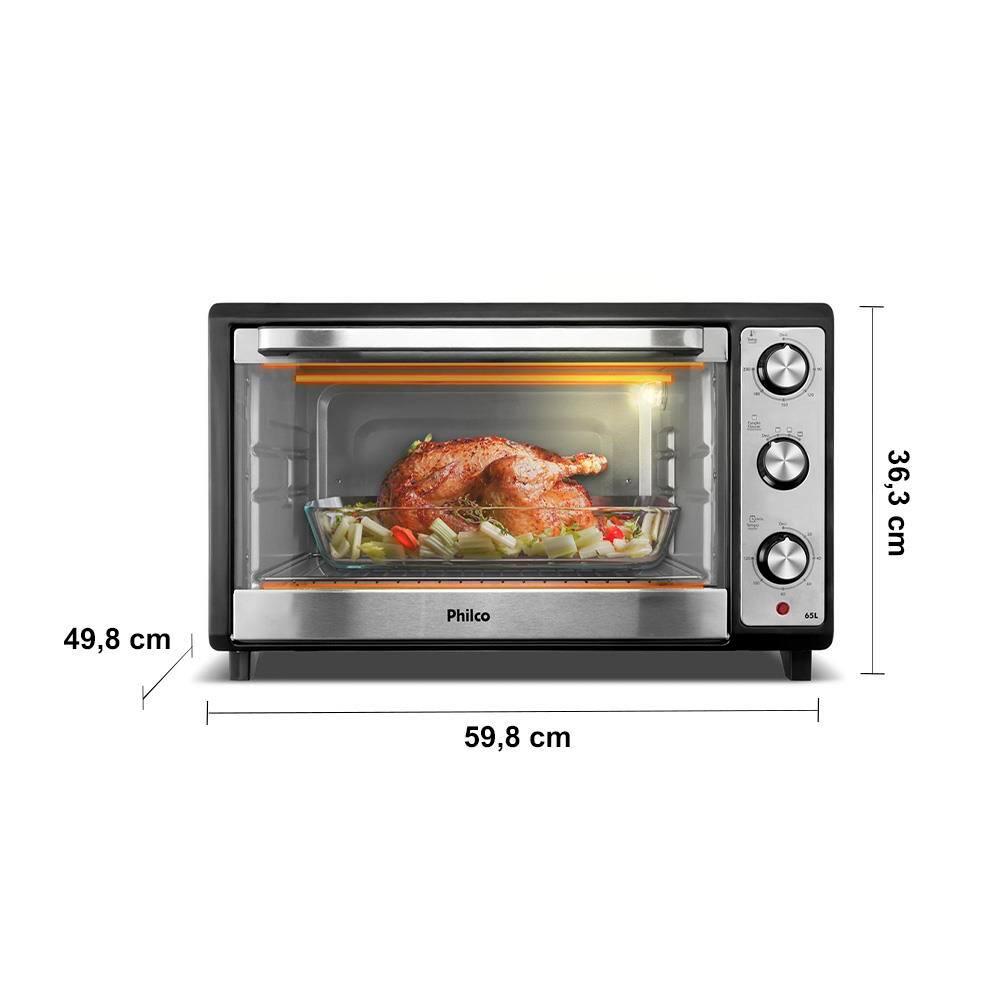 Forno Elétrico Philco PFE65 com Grelha, Lâmpada Interna e Timer de 120 Minutos, Preto - 65 litros - 4