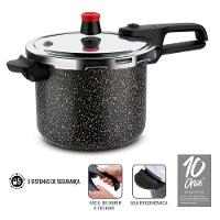 Panela de Pressão Rochedo 4,5 Litros Segura Stone Pro com Revestimento Antiaderente Minerium Preto/Cinza - 9