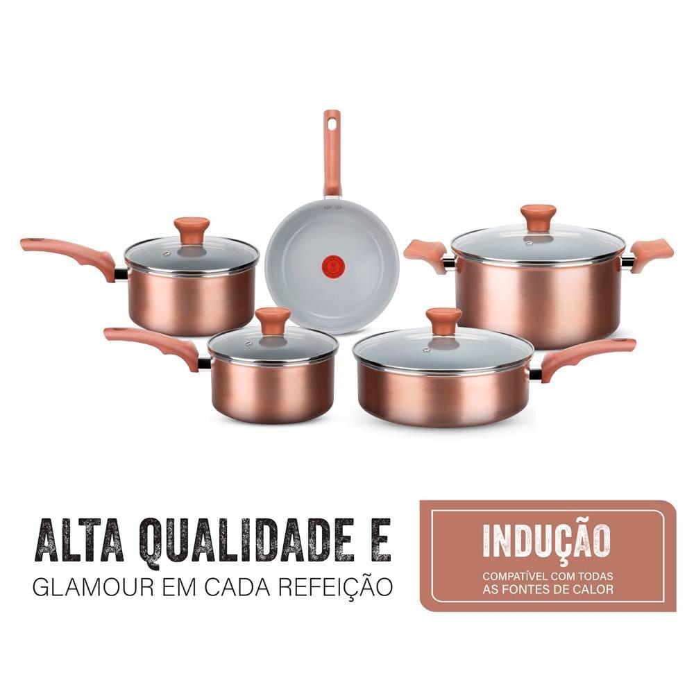 Conjunto de Panelas 5 Peças Rochedo Ceramic Rose Gold com Revestimento Cerâmico – Rose Gold - 6