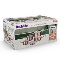 Conjunto de Panelas 5 Peças Rochedo Ceramic Rose Gold com Revestimento Cerâmico – Rose Gold - 5