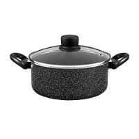 Jogo de Panelas Rochedo Stone Pro 5 Peças Revestimento Antiaderente Minerium Tampas de Vidro Preto e Cinza - 2