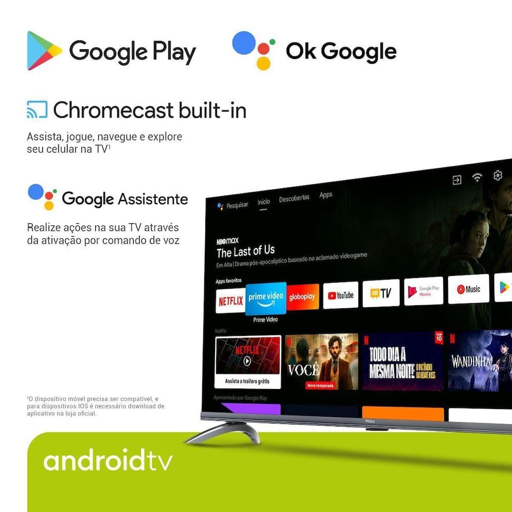 Smart TV LED 32" Philco HD P32SAA Google TV, HDR10 e Processador Quad-Core, HDMI, USB e Wi-Fi - 9