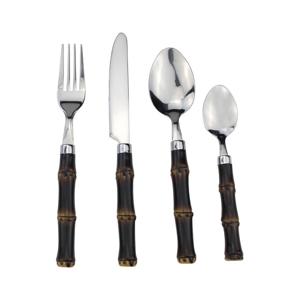 Faqueiro 24 peças Dynasty em Aço Inox Cabo em Polipropileno Estilo Bambu Escuro - 1