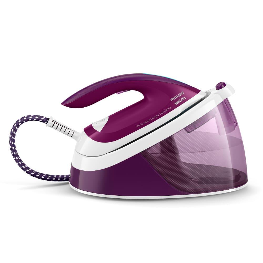 Ferro de Passar a Vapor Philips Walita PerfectCare Compact Essential com Tecnologia OptimalTEMP e Base SteamGlide 1800W – Branco/Roxo - 1